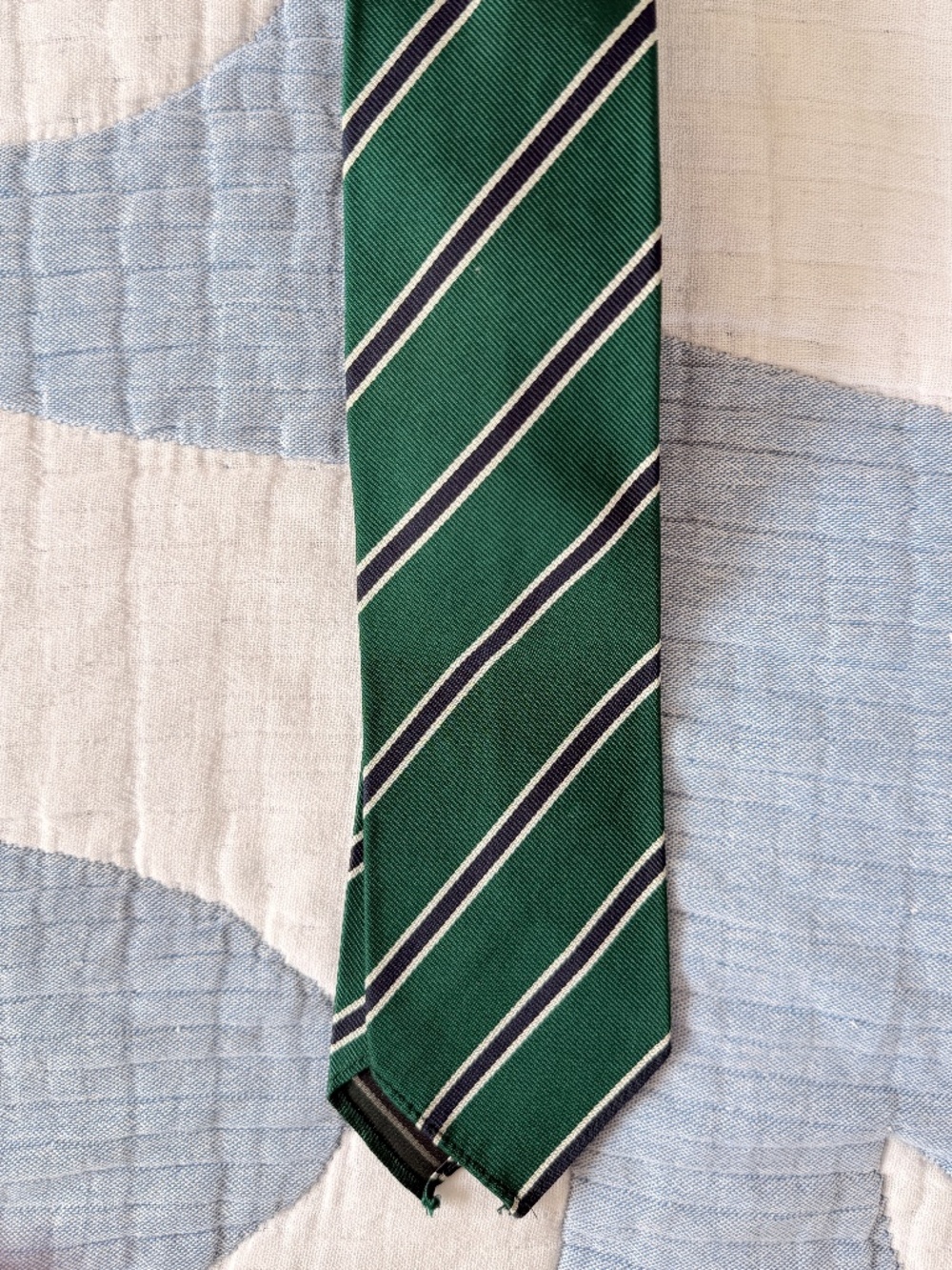 Polo Ralph Lauren Vintage Tie - Green Navy White - Made by Hand in the US